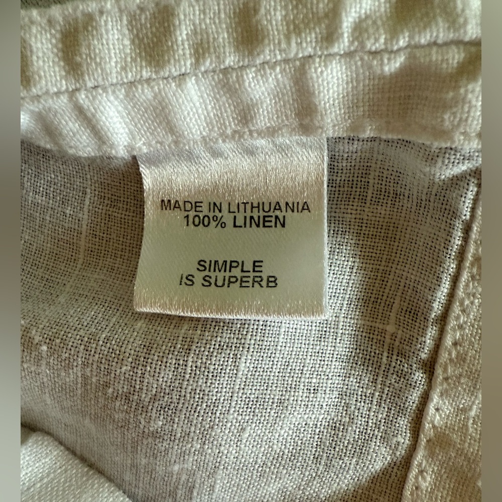 Flax White Linen top Oversized Boxy Short Sleeve Blouse - Picture 5 of 10